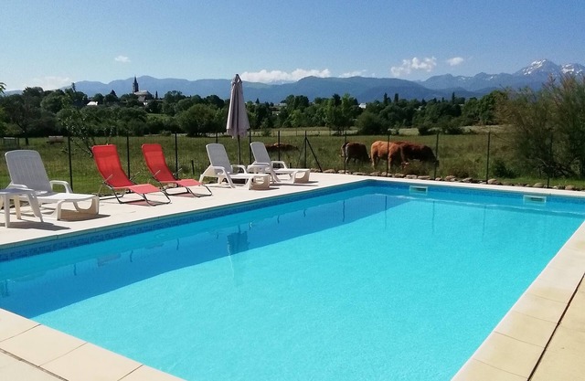 Gite Montaigu with large pool and stunning mountain views. Sleeps up to 4