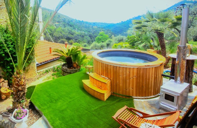 house swimming pool and jacuzzi sea view in the heart of olive treesn