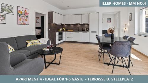 Iller Homes Memmingen - 3 x Moderne Fewos mit Terrasse für bis zu 7 Pers mit Parkplätzen