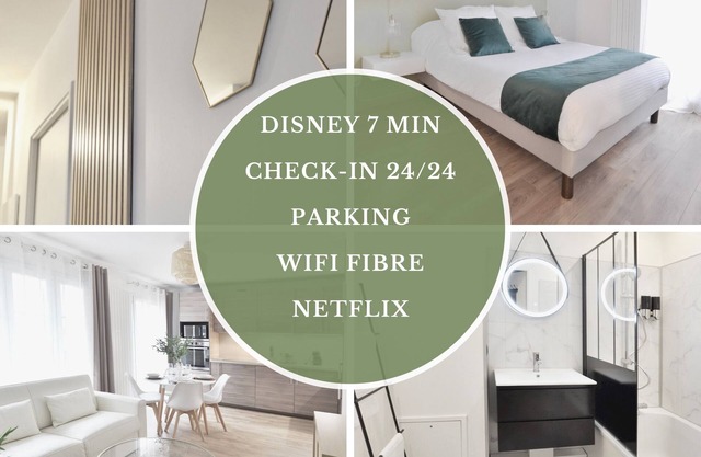 L'Olivier 7min Disneyland Paris 4 persons + 1 baby with Parking/Balcony