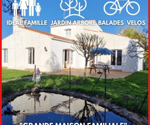 "LA BUISSONNIERE" Maison familiale 10 personnes, grand jardin arboré, entre centre ville et océan