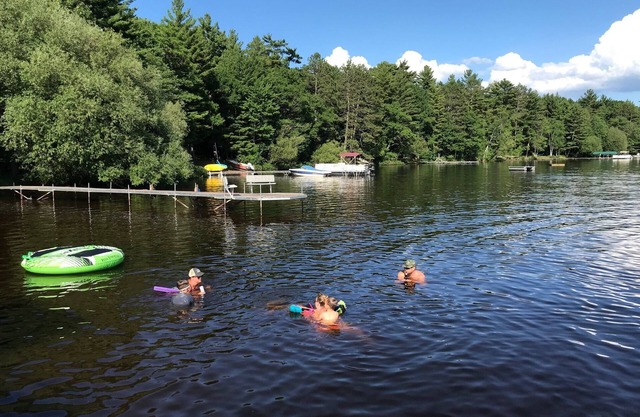 Lake Cottage with Great View and 100' Beachfront; Pontoon boat available.