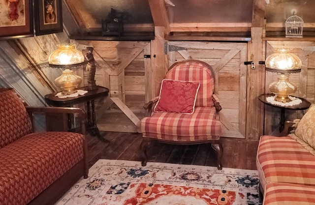 Large barn on an acreage with water views, covered patios, fireplace, and AC