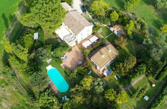 Large historic villa with pool, panoramic views surrounded by greenery