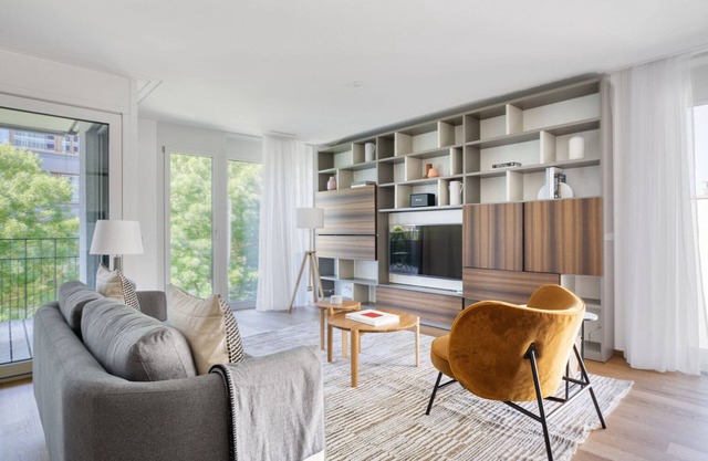 Luxe Escher Wyss 2BR w/Storage & W/D, nr Station, by Blueground