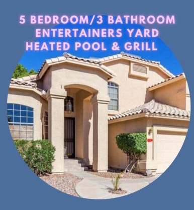 LUXURY Desert Oasis! 5 bedroom, 3 bath w HEATED POOL
