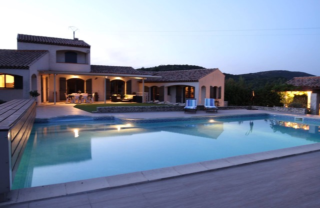 Mediterranean villa with heated pool set in large private garden.