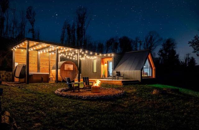 Modern A-Frame w/Hot Tub, Sauna & Stunning Views