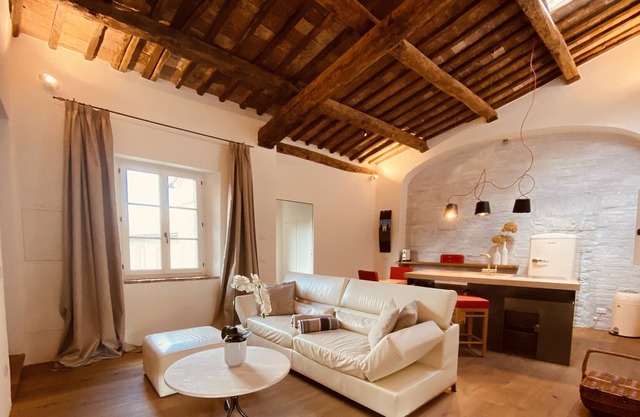 modern apartment with Romanesque patio