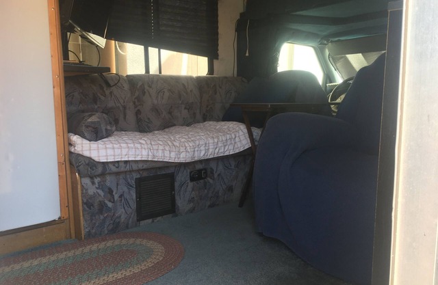 Motorhome with spacious amenities outside