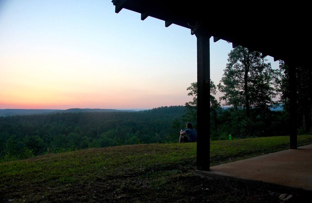 Mountain Vista Retreat-Issi is secluded, with sunset views of the Kiamichi Mnts.