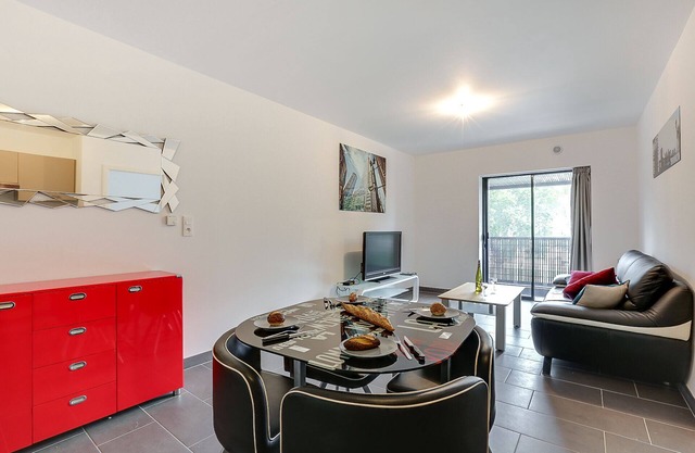 My apartment is located on the peninsula malraux in a new building.