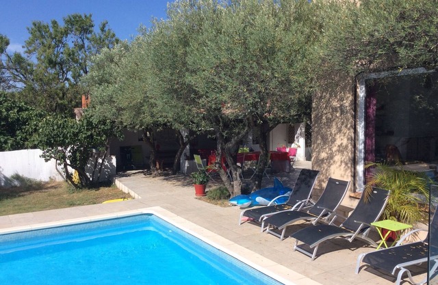 Near the sea and montpellier, house with large pool surrounded by olive trees