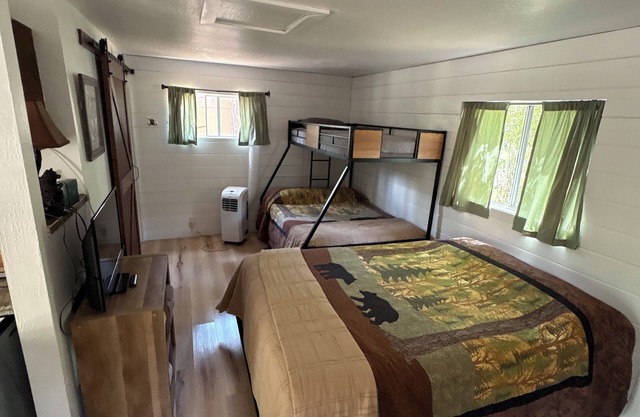 New remodeled Family Cabin-Multiple Beds, Fireplace, Horseshoes, Private Jacuzzi