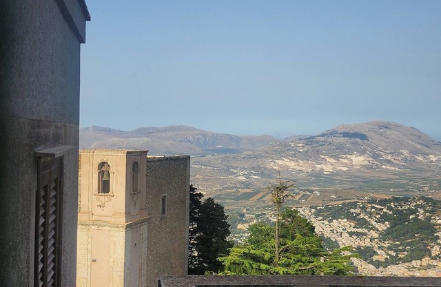 Noble palace sky view in the mountains, near the historic center of Erice