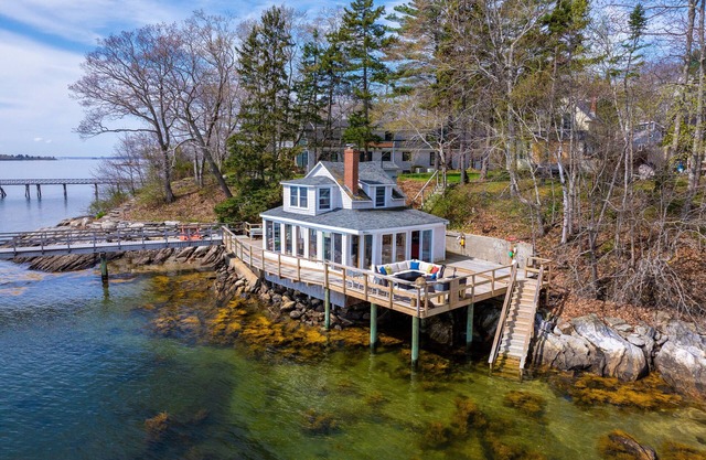 Oceanfront Boathouse on Casco Bay