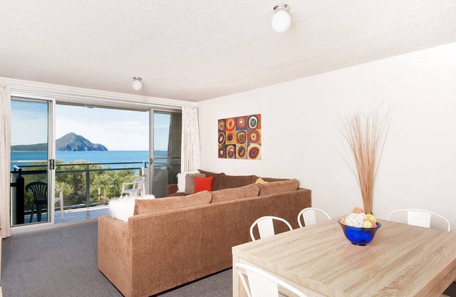 Panoramic views over Shoal Bay Beach