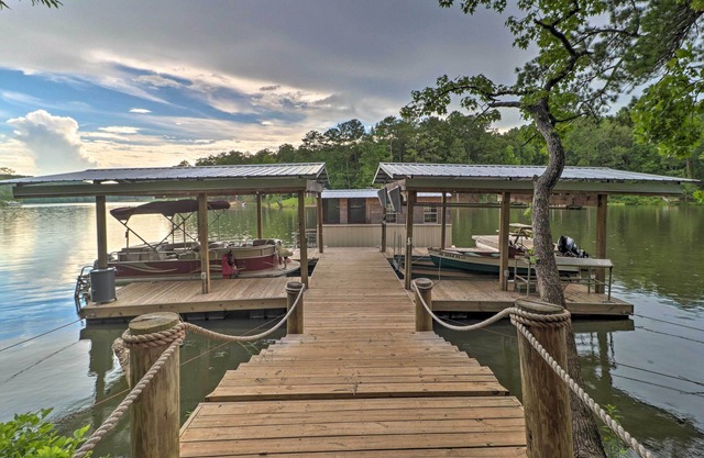Rustic-Chic Riverfront Home w/Dock, Deck & Canoes