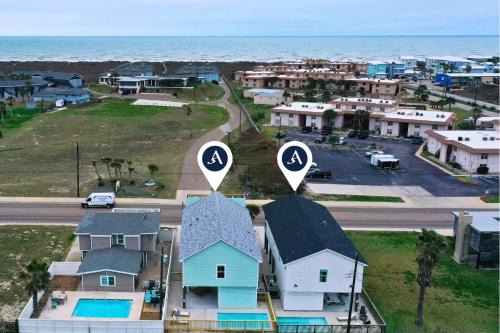 Sleeps 24 2 Homes Walk to the Beach Private Pools Fire Pit Modern Design