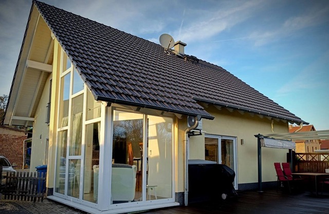 Spacious holiday home with terrace and conservatory.