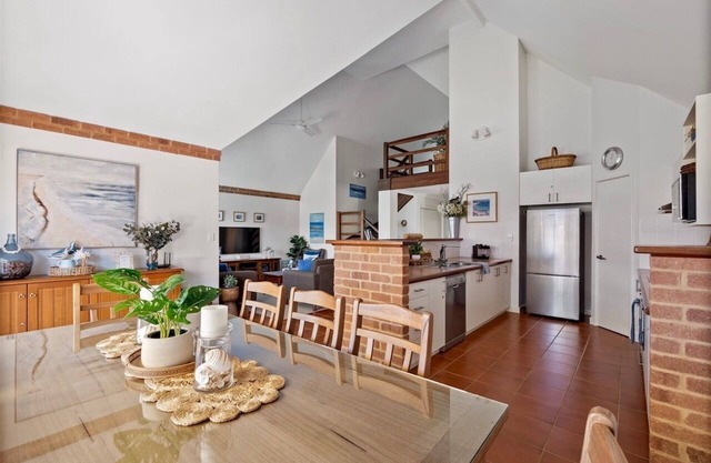 Spacious villa with private outdoor patio overlooking the garden, beach nearby