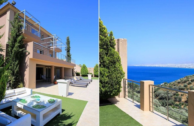 Superb Villa Yiorgos, Heated pool, Jacuzzi, Seaview