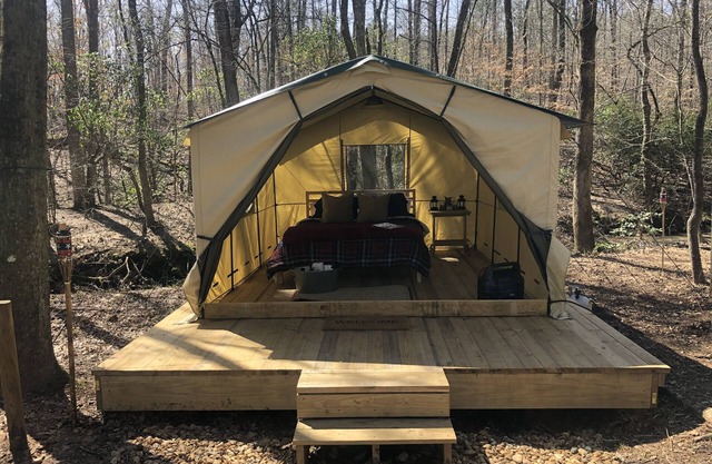 The "Double" has 2 sites & great for groups; Whiskey River II has a ramp