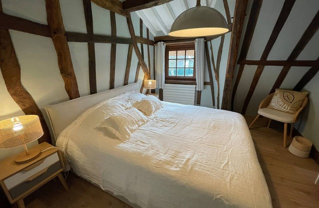 The Leblanc bedroom in the authentic and newly renovated cottage La Chaumière Normande