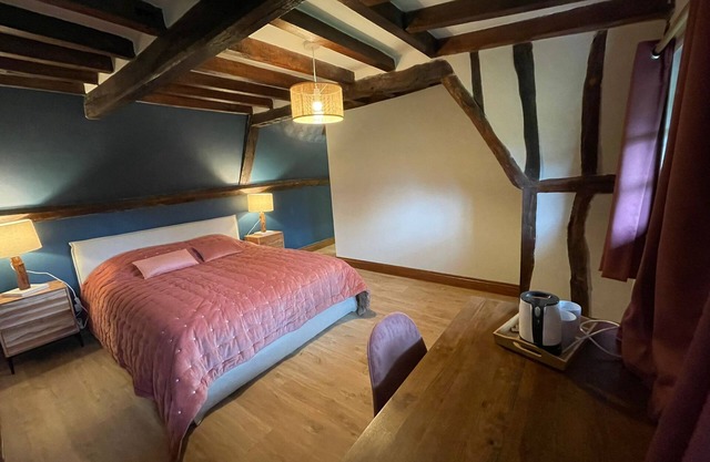 The Maupassant bedroom in the authentic and newly renovated cottage La Chaumière Normande