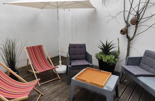 "the patio" outdoor space, air conditioning and calm.