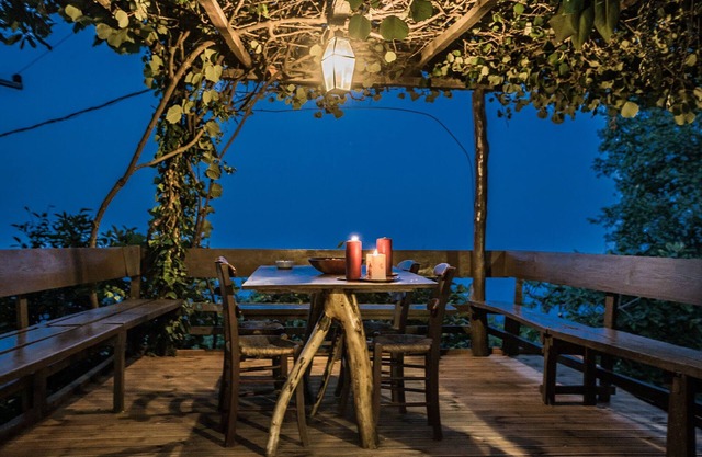 Traditional cottage Melia with view to Aegean sea