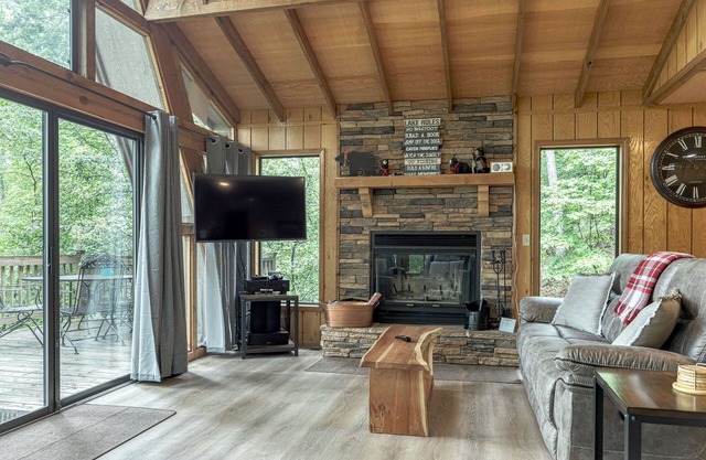 Treehouse Lodge by Sarah Bernard, a Woodland Retreat with Solo Stove Firepit