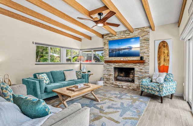 Tropical Backyard Oasis W/ Dock, BBQ Grill, Heated Pool, & Spa!