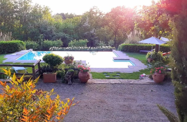 Tuscan hills near Florence - stone farm house