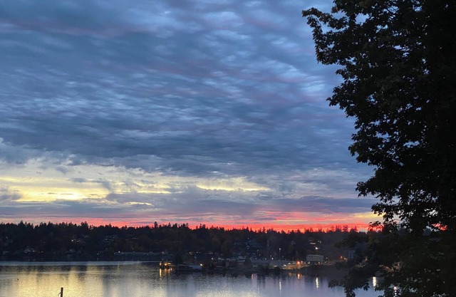 View of Mt. Rainier - stunning sunrises and moonrises on Puget Sound