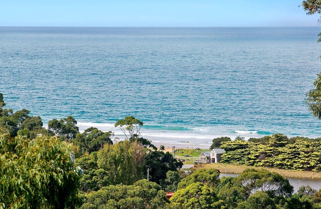 View of the Lorne ocean and the bush