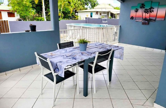 Villa de 2 chambres avec piscine privee jardin clos et wifi a Le Moule a 1 km de la plage