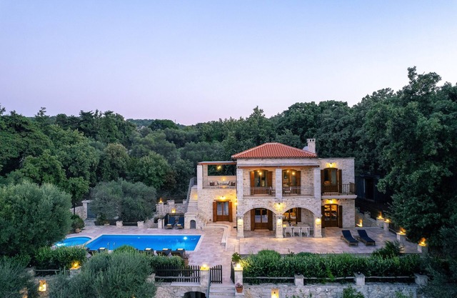 Villa Melpomeni | in a Forest with Private Pool, Sea View, Gym & Home Cinema