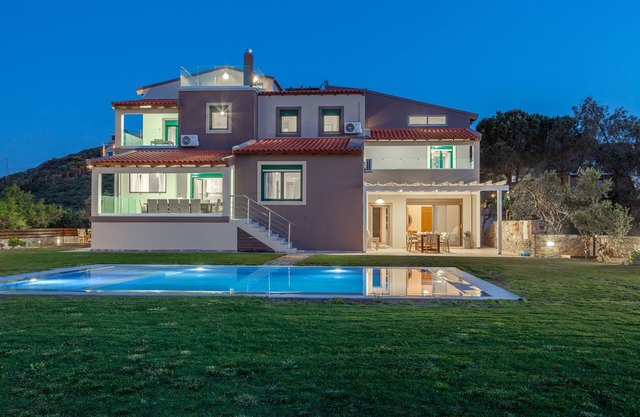 Villa Ourania with private pool and panoramic view, Sleeps 24+