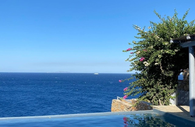 Waterfront villa "Afros" with a pool, direct access to the sea and a small beach