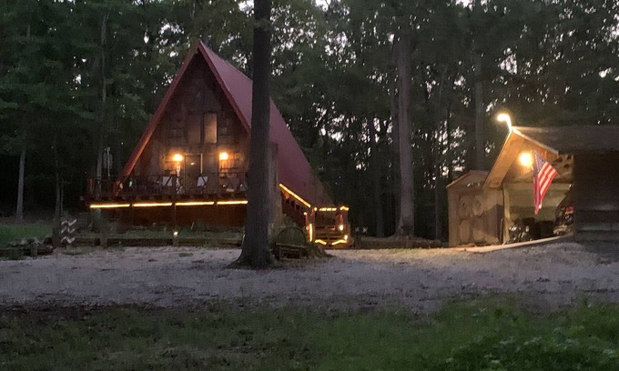 Springville Cabin | 2 wooded acres, 2 king beds & 1 full bed, fire pit & plenty of parking!