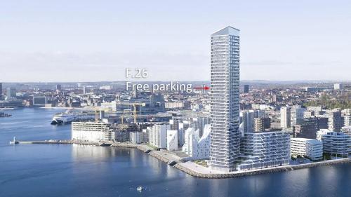 Aarhus C Apartment | 26-Etage Lejlighed med Utrolig Havudsigt