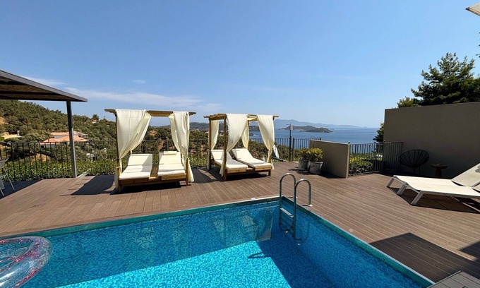 Achladies Villa | 3 Br 2 Bth Superior Villa Cassiope with , Private Pool And Stunning Sea Views