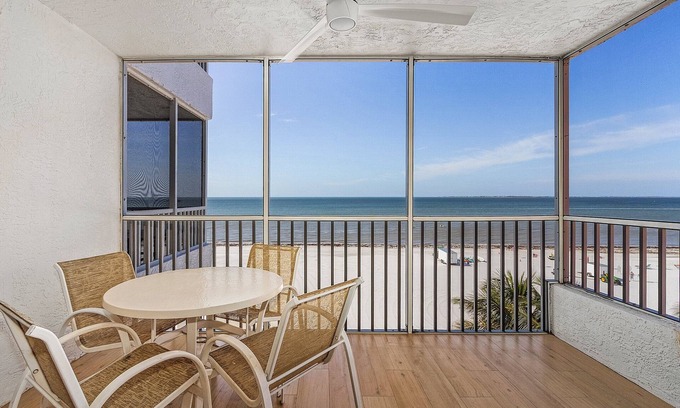 Fort Myers Beach Condo | 406 Estero Island 2BR: Ocean Views, Pool & BBQ Area