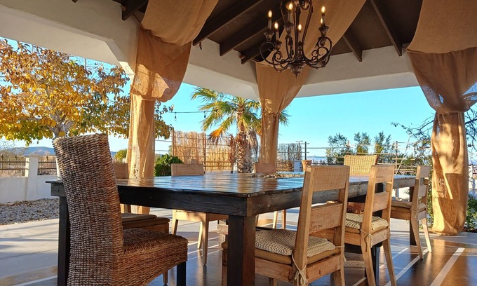 Twentynine Palms Villa | 5 Acre Elegant Villa, POOL, Ebikes, Game Room, and Walk to JT National Park