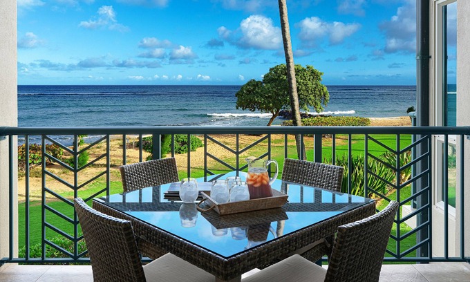 Wailua Condo | A206 - Oceanfront Luxury Comfort with Ocean Views in Every Room AC, Pool, & Spa