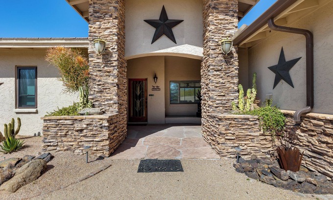 Desert Foothills North House | Acre+ lot, country quiet, city close, pool can be heated, BBQ, pond, firepit.