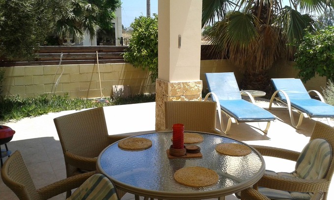 Oroklini Apartment | Adonis-Ground Floor Apartment with Secure Private Garden. Free use of car & Wifi