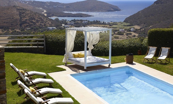 Kato Fellos Villa | Aegean Majesty: Villa Helias – 4 Bedroom Getaway, Private pool, Gym