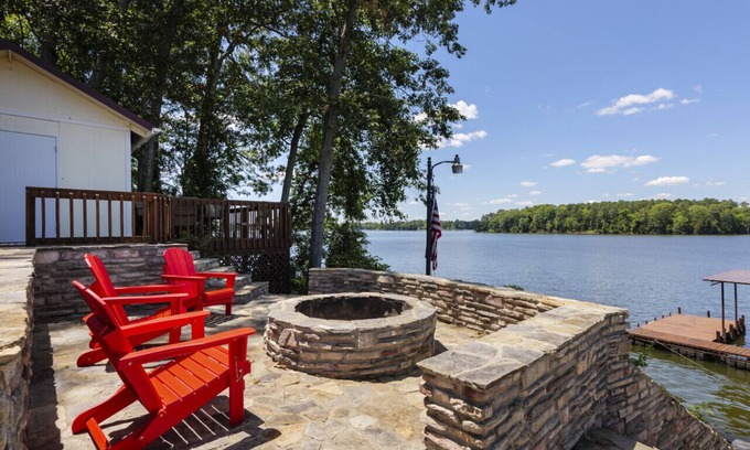 Leesville House | Amazing firepit, dock, and lake toys with a view